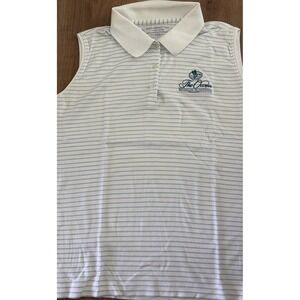 IZOD Club Sleeveless Polo Shirt Striped Classic Collared Baby Blue Size Large